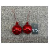 2 Red  Mercury Glass Ornaments