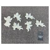 1981 Set of White Ceramic Angel Ornaments, Japan