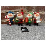 4 Felt Flocked Elves