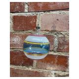 Unsilvered Clear Striped Glass Ornament