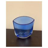 Cobalt blue glass beveled vase