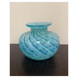 Blue handcrafted glass vase