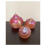 hand-blown iridescent art glass oil lamps
