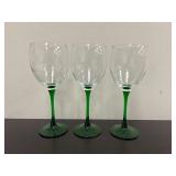Vintage  Emerald' green stemmed wine glasses