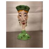 Ceramic woman head sculpture/vase