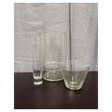 3 glass vases