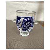 Vintage hand blown glass cup with handles
