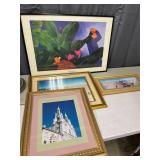 Framed photos & artwork lot