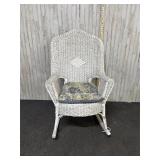 White wicker rocking chair