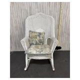 White wicker rocking chair