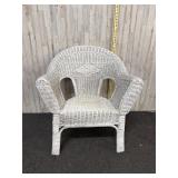 White wicker outside chair