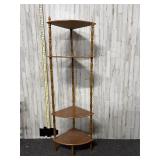 vintage 4-tier wooden corner shelf