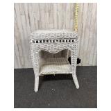 vintage white wicker side table