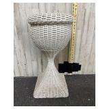 vintage-style white wicker plant stand