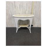 vintage white wicker side table