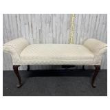 vintage upholstered Queen Anne style bedside bench