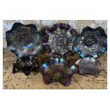 Six Carnival Glass Bowls