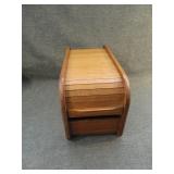 Vintage Kalmar Teak Roll Top Recipe File Box