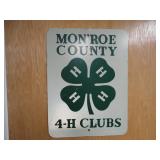 Vintage Monroe County 4-H Clubs Reflective Sign