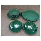 14 Pieces Color Flyte Melmac Branchell Dark Green