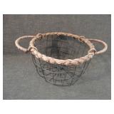 Vintage Wire Egg Basket w/ Braided Straw Handles