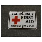 Vintage Enamel Red Cross Emergency First Aid Sign