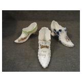 Lot of 3 Antique Victorian Era Porcelain Shoes
