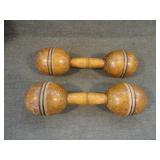 Pair of Antique Victorian Era Wooden Barbells