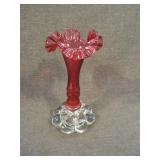 Vintage Cranberry Glass Single Epergne