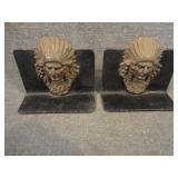 Vintage Cast Iron American Indian Chief Bookends