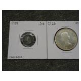 Lot of (2) Canadian Silver Coins 1919 & 1963