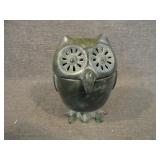 Vintage MCM Bronze Cast Iron Owl Incense Burner