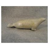 Vintage Inuit Soapstone Carving of Seal - 1956