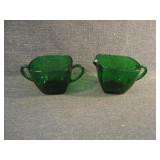 Vintage Anchor Hocking Charm Forest Green C&S Set