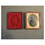 Antique Tintype Photo Woman with Child in Case