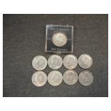 Lot of 9 Kennedy Half Dollars (1964)