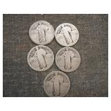 Lot of 5 Standing Liberty Quarter (1916-1930)