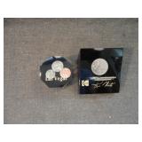 Lot of 2 Vintage Souvenir Coin Paperweights