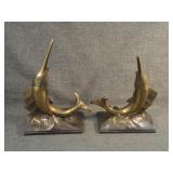 Vintage MCM Cast Metal Swordfish Bookends