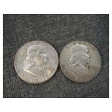 Lot of (2) Benjamin Franklin Half Dollars