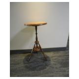 Antique Oak Pedestal Plant Stand Tripod Leg