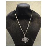 Antique F Peruzzi Sterling Silver Cross Necklace