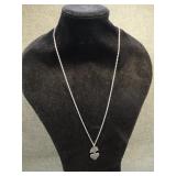 Vintage Flaming Heart Milagro Sterling Necklace
