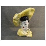 Vintage Lady Head Vase Large 7 1/2' tall.