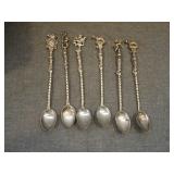 6 Montagnani Style Italy Figural Demitasse Spoons