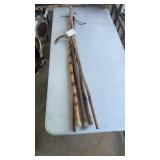 4 walking sticks 1 cane