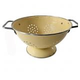 Vintage Yellow Enamel Strainer Colander Cookware