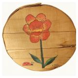 vintage hand-painted wooden cheese box folk art