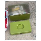 vintage sewing box and materials