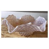 Duncan & Miller hobnail opalescent glass ruffled